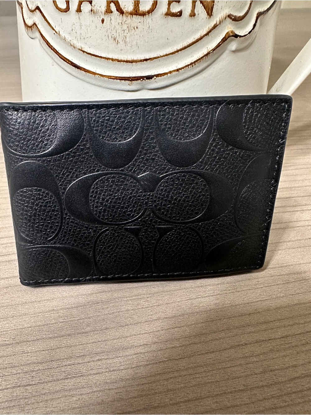 Coach Black Embossed Signature Bi-Fold Card Holder